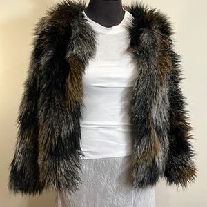 Divided faux fur coat